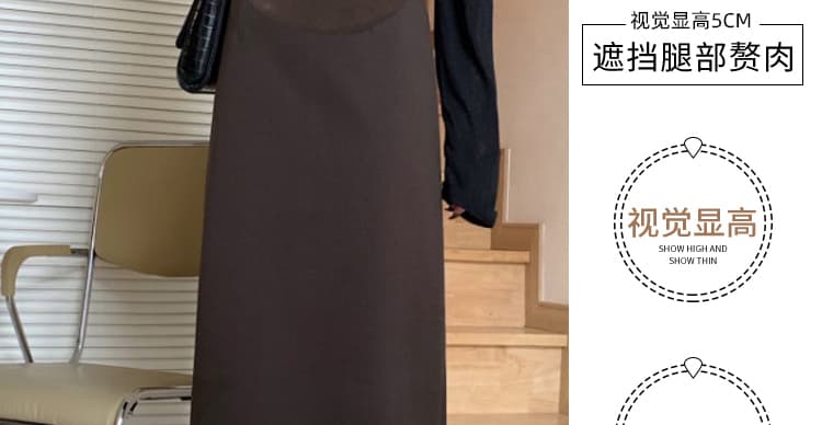 지금 출산 착용 모직 반신 스커트 가을 겨울철 2026 새로운 외출용 하이웨이스트 슬림해 보이는 중간 길이 타이트 스커트 치마 상세 이미지 9