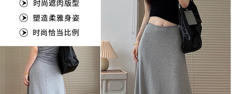 지금 임산부 느긋한 바람 도루 가을 센스 트임 반신 스커트 새로운 여성 봄 가을 한 부서 하이웨이스트 슬림해 보이는 한 마디 롱 스커트 상세 이미지 14