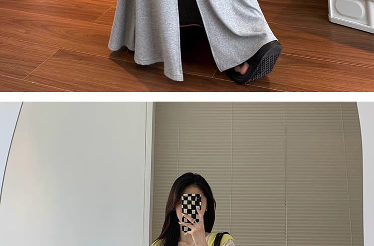 지금 임산부 느긋한 바람 도루 가을 센스 트임 반신 스커트 새로운 여성 봄 가을 한 부서 하이웨이스트 슬림해 보이는 한 마디 롱 스커트 상세 이미지 32