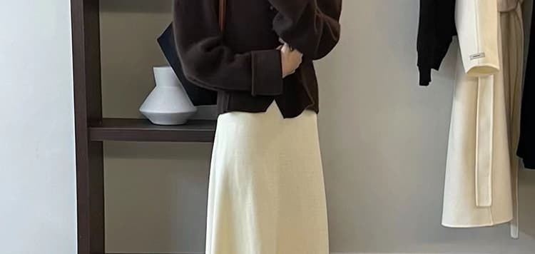 지금 임산부 없음 복부 지지 반신 스커트 새로운 가을 겨울철 니트 양모 슬림해 보이는 품격 프랑스식 도루 센스 한 마디 롱 스커트 상세 이미지 28