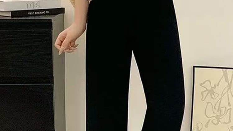 지금 임산부 검정색 레이스 캐주얼 바지 작은 키 봄 가을 2026 새로운 자수 슬림해 보이는 신축성 스트레이트 바지 상세 이미지 2