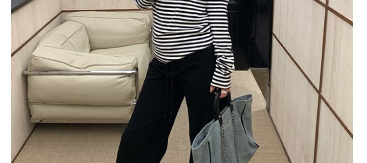 지금 임산부 니트 부츠컷 바지 새로운 봄 가을 얇은 스타일 2026 도루 가을 센스 복부 지지 바지 부츠컷 캐주얼 바지 상세 이미지 6