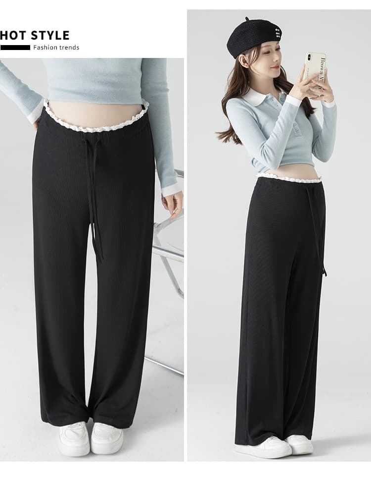 실사 임산부 바지 니트 와이드 레그 팬츠 새로운 2026 조기 가을 얇은 도루 가을 센스 없음 복부 지지 바지 넓은 다리 캐주얼 바지 상세 이미지 23