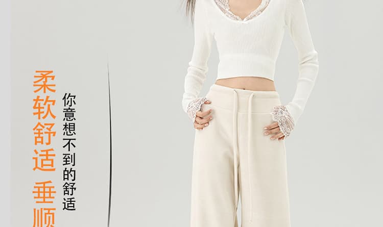 실사 임산부 바지 9 포인트 와이드 레그 팬츠 새로운 가을 얇은 스타일 작은 키 도루 가을 센스 없음 복부 지지 넓은 다리 캐주얼 바지 상세 이미지 20