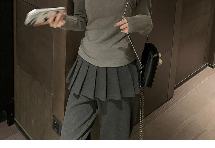 지금 임산부 어두운 회색 와이드 레깅스 바지 봄 가을 2026 새로운 페이크 레이어드 방귀 커튼 캐주얼 바지 루즈핏 와이드 레그 팬츠 상세 이미지 31