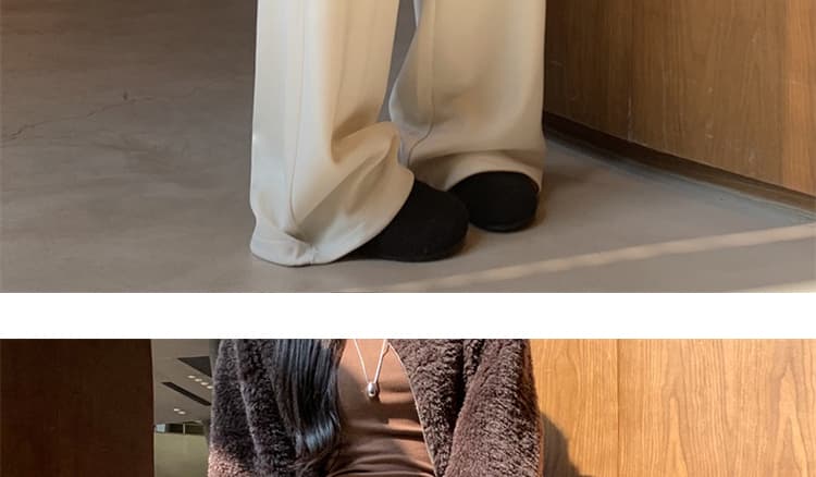 지금 임산부 아세트산 양모 찹쌀 와이드 레그 팬츠 새로운 2026 여성 가을 겨울철 스트레이트 한 부서 루즈핏 캐주얼 바지 상세 이미지 61