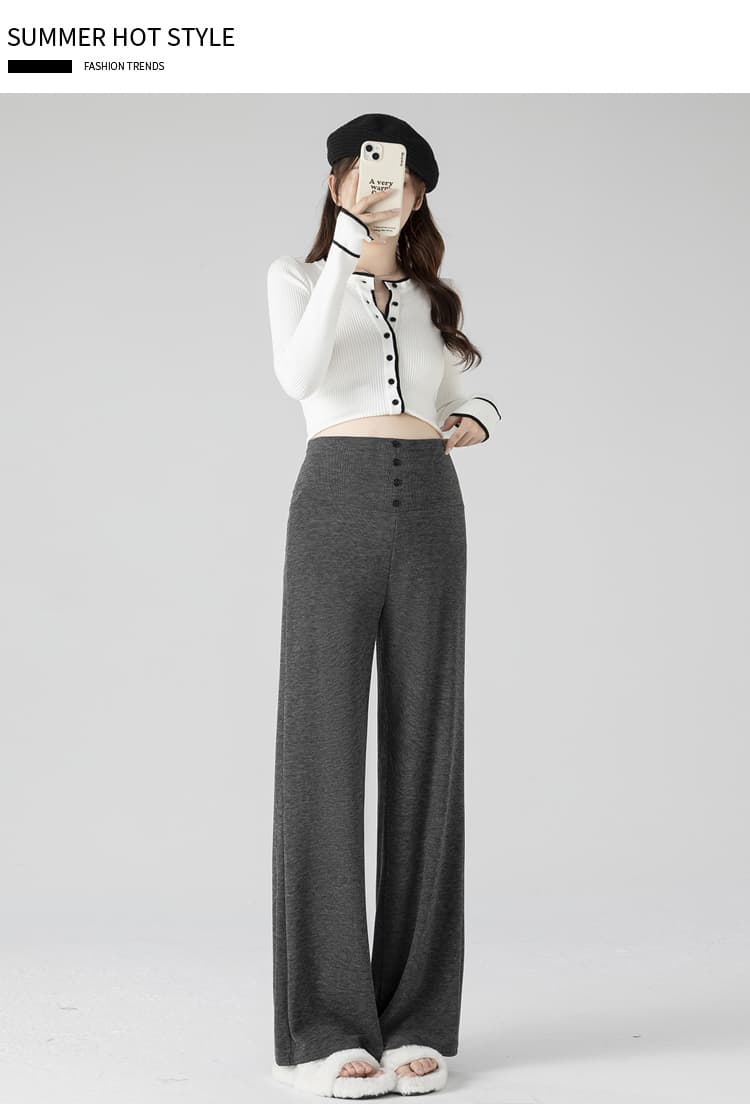 실사 임산부 찹쌀 와이드 레그 팬츠 새로운 2026 봄 가을 슬림해 보이는 작은 키 다용도 루즈핏 도루 센스 스트레이트 팬츠 상세 이미지 34