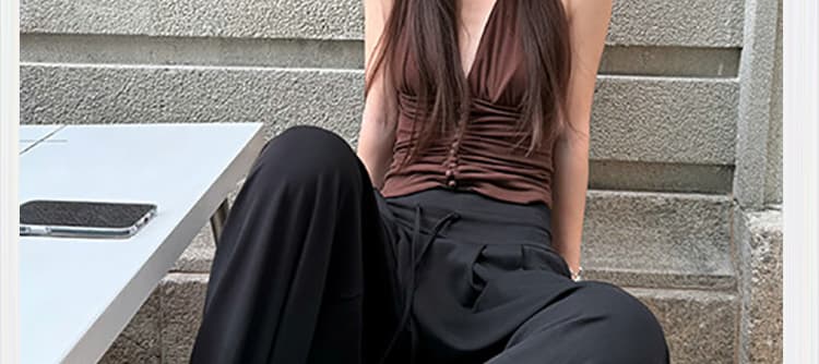 지금 임산부 와이드 레그 팬츠 새로운 여성 2026 가을 도루 센스 다용도 없음 복부 지지 바지 느긋한 바람 루즈핏 캐주얼 바지 상세 이미지 5