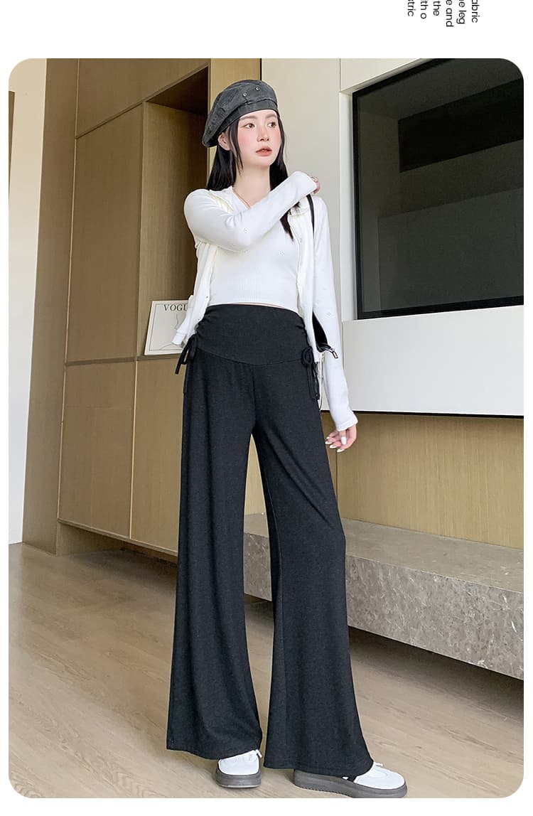 실사 임산부 찹쌀 펌프 로프 와이드 레그 팬츠 새로운 여성 가을 슬림해 보이는 작은 키 다용도 루즈핏 도루 센스 스트레이트 팬츠 상세 이미지 29