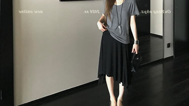 지금 임산부 니트 불규칙 도루 가을 센스 빅 플레어 스커트 여성 2026 봄 가을 하이웨이스트 슬림해 보이는 패키지 한 마디 반신 스커트 상세 이미지 37