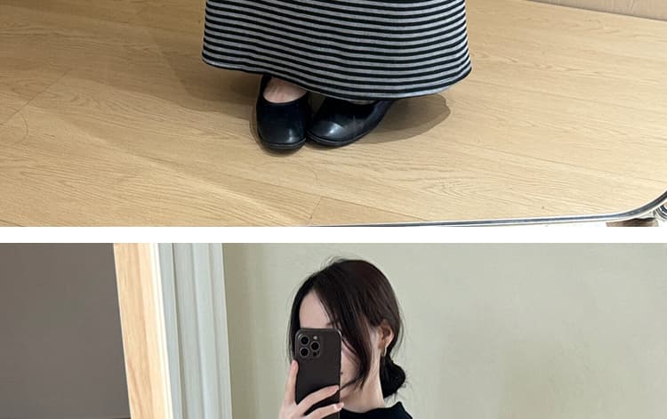 지금 임산부 느긋한 바람 스트라이프 펌프 로프 스트레이트 반신 스커트 가을 여성 2026 새로운 한국 스타일 하이웨이스트 슬림해 보이는 롱 스커트 상세 이미지 41