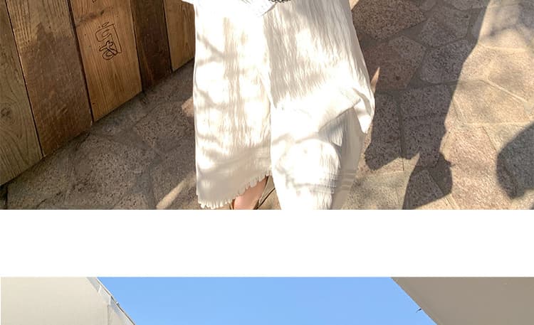 지금 임산부 한 부서 다용도 하이웨이스트 화이트 캐주얼 바지 여성 2026 여름 디자인 센스 펌프 로프 레이스 루즈핏 와이드 레그 팬츠 상세 이미지 37