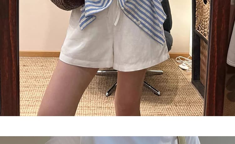지금 임산부 화이트 면 린넨 운동 넓은 다리가 짧다. 바지 여성 여름 새로운 얇은 스타일 펌프 로프 작은 키 아마 짧은 바지 상세 이미지 30