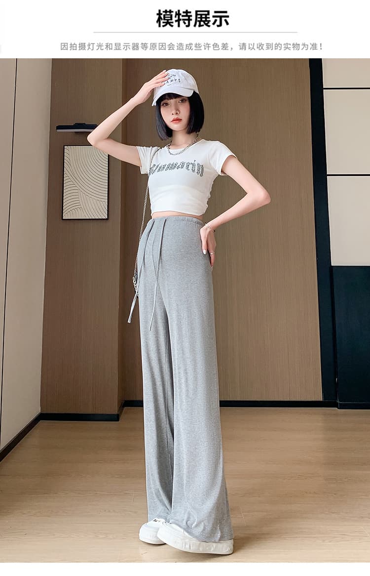 실사 임산부 없음 복부 지지 와이드 레그 팬츠 2026 새로운 조기 가을 여자 하이웨이스트 작은 키 루즈핏 스트레이트 캐주얼 바지 상세 이미지 12