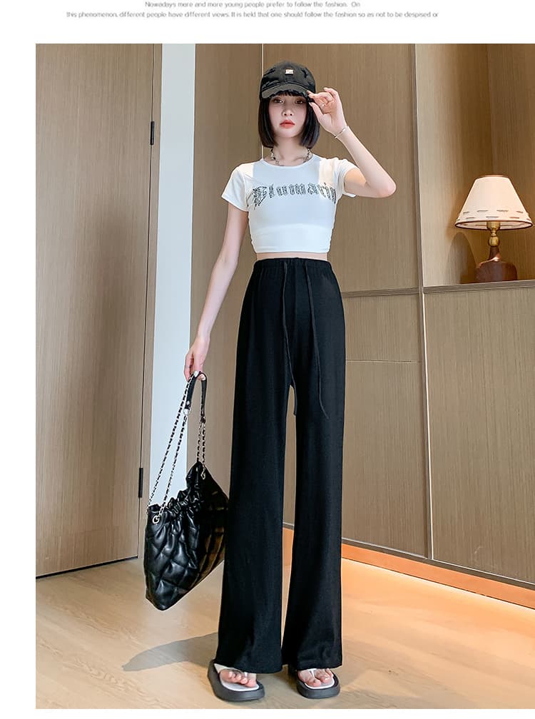 실사 임산부 없음 복부 지지 와이드 레그 팬츠 2026 새로운 조기 가을 여자 하이웨이스트 작은 키 루즈핏 스트레이트 캐주얼 바지 상세 이미지 24