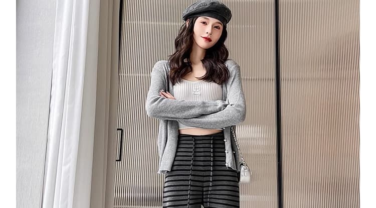 지금 임산부 니트 부츠컷 바지 새로운 봄 가을 2026 스트라이프 도루 가을 센스 복부 지지 바지 부츠컷 캐주얼 바지 상세 이미지 29