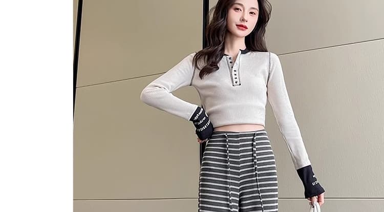 지금 임산부 니트 부츠컷 바지 새로운 봄 가을 2026 스트라이프 도루 가을 센스 복부 지지 바지 부츠컷 캐주얼 바지 상세 이미지 42