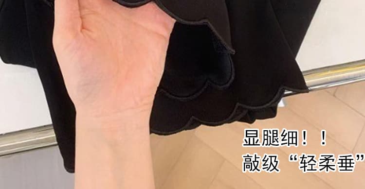 지금 임산부 검정색 레이스 캐주얼 바지 작은 키 봄 가을 2026 새로운 자수 슬림해 보이는 신축성 스트레이트 바지 상세 이미지 12