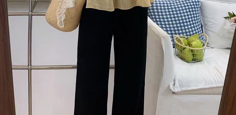 지금 임산부 검정색 레이스 캐주얼 바지 작은 키 봄 가을 2026 새로운 자수 슬림해 보이는 신축성 스트레이트 바지 상세 이미지 21