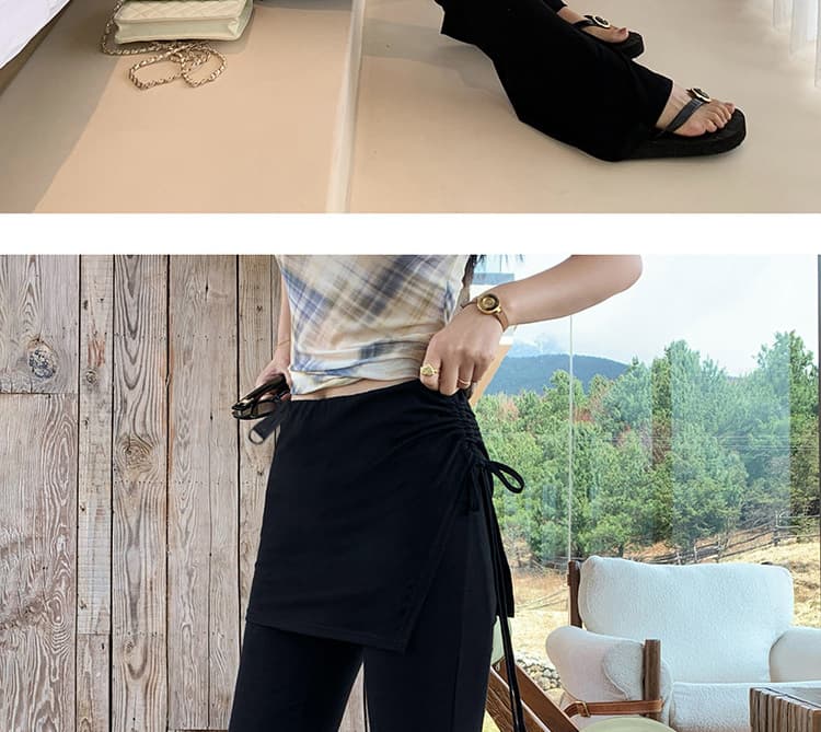 지금 임산부 부츠컷 바지 여성 봄 가을 2026 새로운 페이크 레이어드 방귀 커튼 펌프 로프 바지 스트레이트 슬림해 보이는 부츠컷 바지 상세 이미지 29