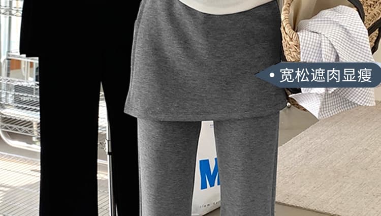 지금 임산부 부츠컷 바지 여성 봄 가을 2026 새로운 페이크 레이어드 방귀 커튼 바지 캐주얼 스트레이트 슬림해 보이는 부츠컷 바지 상세 이미지 25