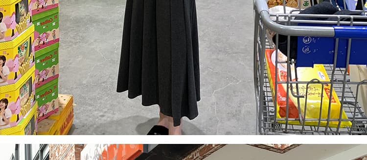 지금 임산부 플리츠 스커트 여성 가을 겨울철 새로운 외출용 루즈핏 느긋한 바람 모직 중간 길이 임산부 반신 치마 상세 이미지 21