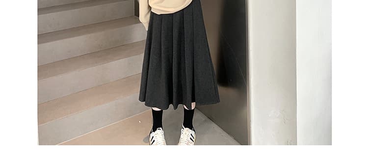 지금 임산부 플리츠 스커트 여성 가을 겨울철 새로운 외출용 루즈핏 느긋한 바람 모직 중간 길이 임산부 반신 치마 상세 이미지 35