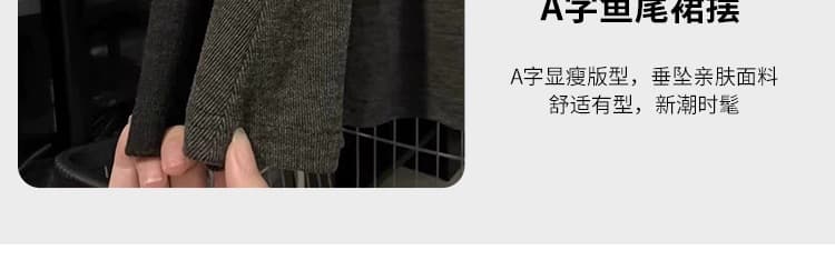 지금 출산 착용 새로운 2026 가을 겨울철 니트 반신 스커트 외출용 하이웨이스트 슬림해 보이는 인어 꼬리 롱 코트 한 마디 치마 상세 이미지 11