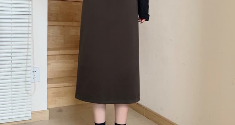 출산 착용 모직 반신 스커트 가을 겨울철 2026 새로운 외출용 하이웨이스트 슬림해 보이는 중간 길이 타이트 스커트 치마 상세 이미지 37