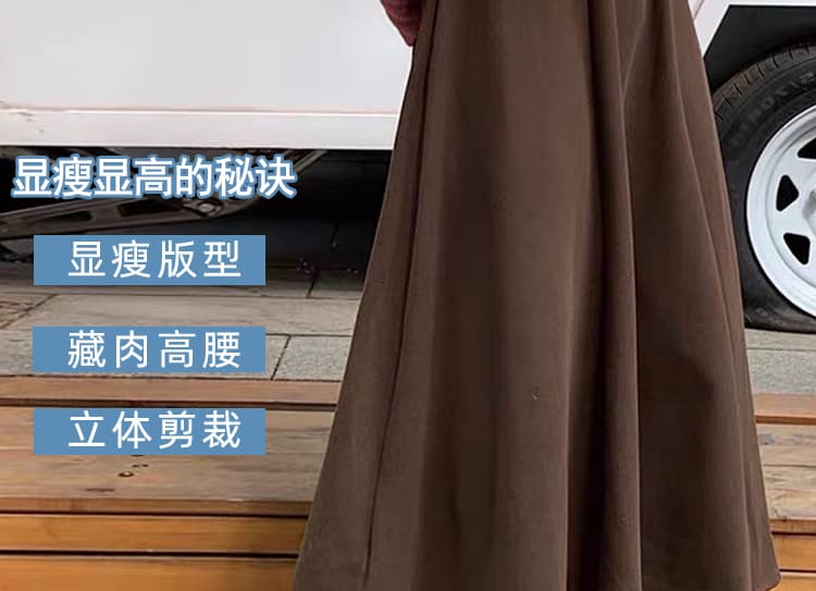 지금 출산 착용 모직 반신 스커트 여성 가을 겨울철 2026 새로운 외출용 하이웨이스트 슬림해 보이는 중간 길이 한 마디 치마 상세 이미지 21