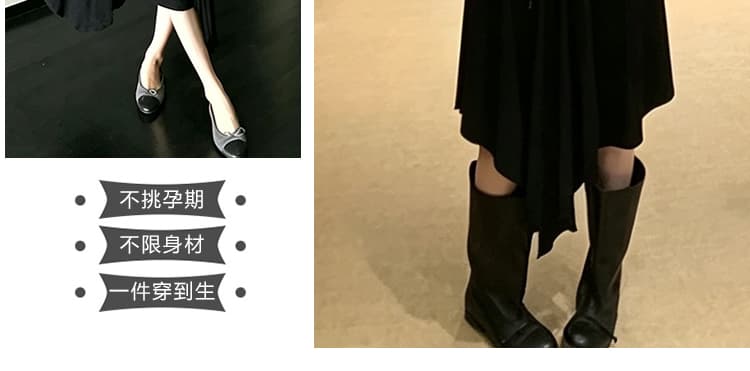 지금 임산부 니트 불규칙 도루 가을 센스 빅 플레어 스커트 여성 2026 봄 가을 하이웨이스트 슬림해 보이는 패키지 한 마디 반신 스커트 상세 이미지 15