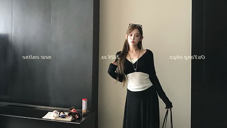 지금 임산부 니트 불규칙 도루 가을 센스 빅 플레어 스커트 여성 2026 봄 가을 하이웨이스트 슬림해 보이는 패키지 한 마디 반신 스커트 상세 이미지 59