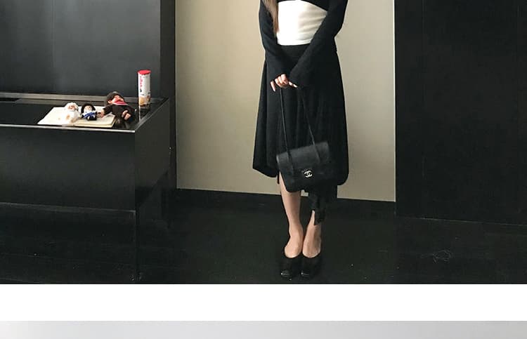 지금 임산부 니트 불규칙 도루 가을 센스 빅 플레어 스커트 여성 2026 봄 가을 하이웨이스트 슬림해 보이는 패키지 한 마디 반신 스커트 상세 이미지 73