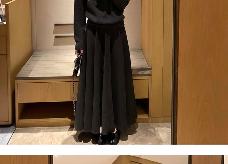 지금 임산부 모직 반신 스커트 여성 2026 새로운 가을 겨울철 없음 복부 지지 빅 플레어 스커트 품격 도루 센스 한 마디 롱 스커트 상세 이미지 23