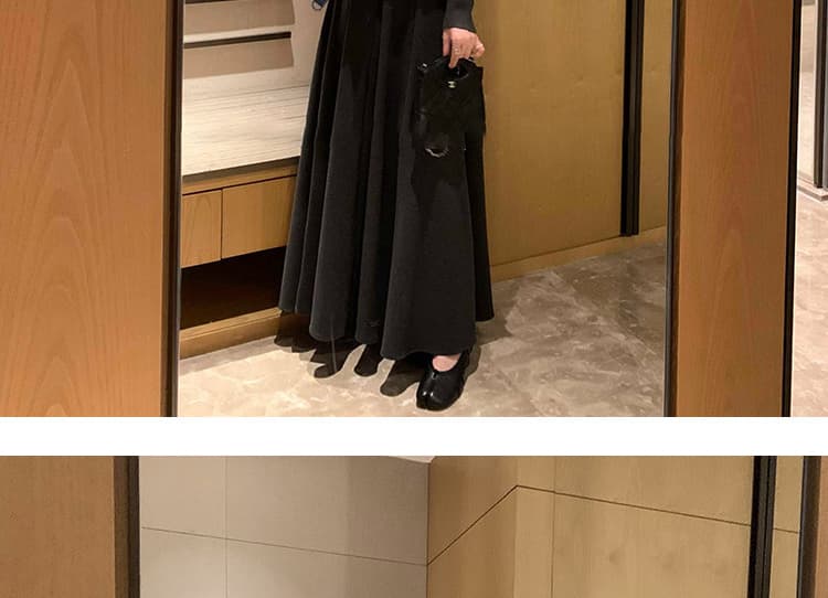 지금 임산부 모직 반신 스커트 여성 2026 새로운 가을 겨울철 없음 복부 지지 빅 플레어 스커트 품격 도루 센스 한 마디 롱 스커트 상세 이미지 27