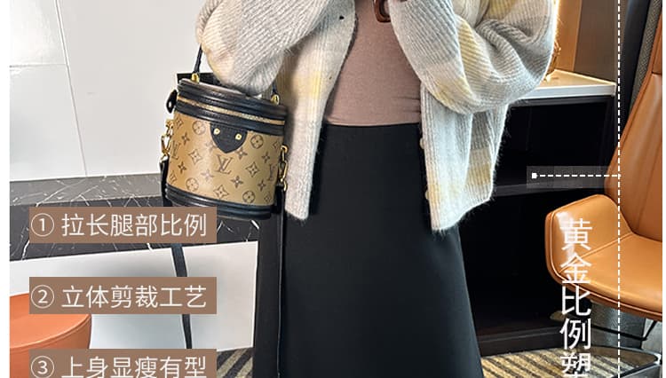 지금 임산부 없음 복부 지지 아세트산 양모 반신 스커트 가을 겨울철 두꺼운 다용도 슬림해 보이는 프랑스식 도루 센스 한 마디 롱 스커트 상세 이미지 11