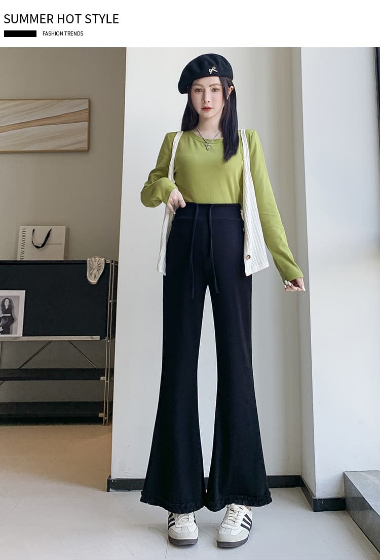 실사 임산부 바지 양모 마이크로 매운맛 바지 새로운 2026 여성 가을 도루 가을 센스 없음 복부 지지 마이크로 매운맛 펌프 로프 레이스 바지 상세 이미지 36