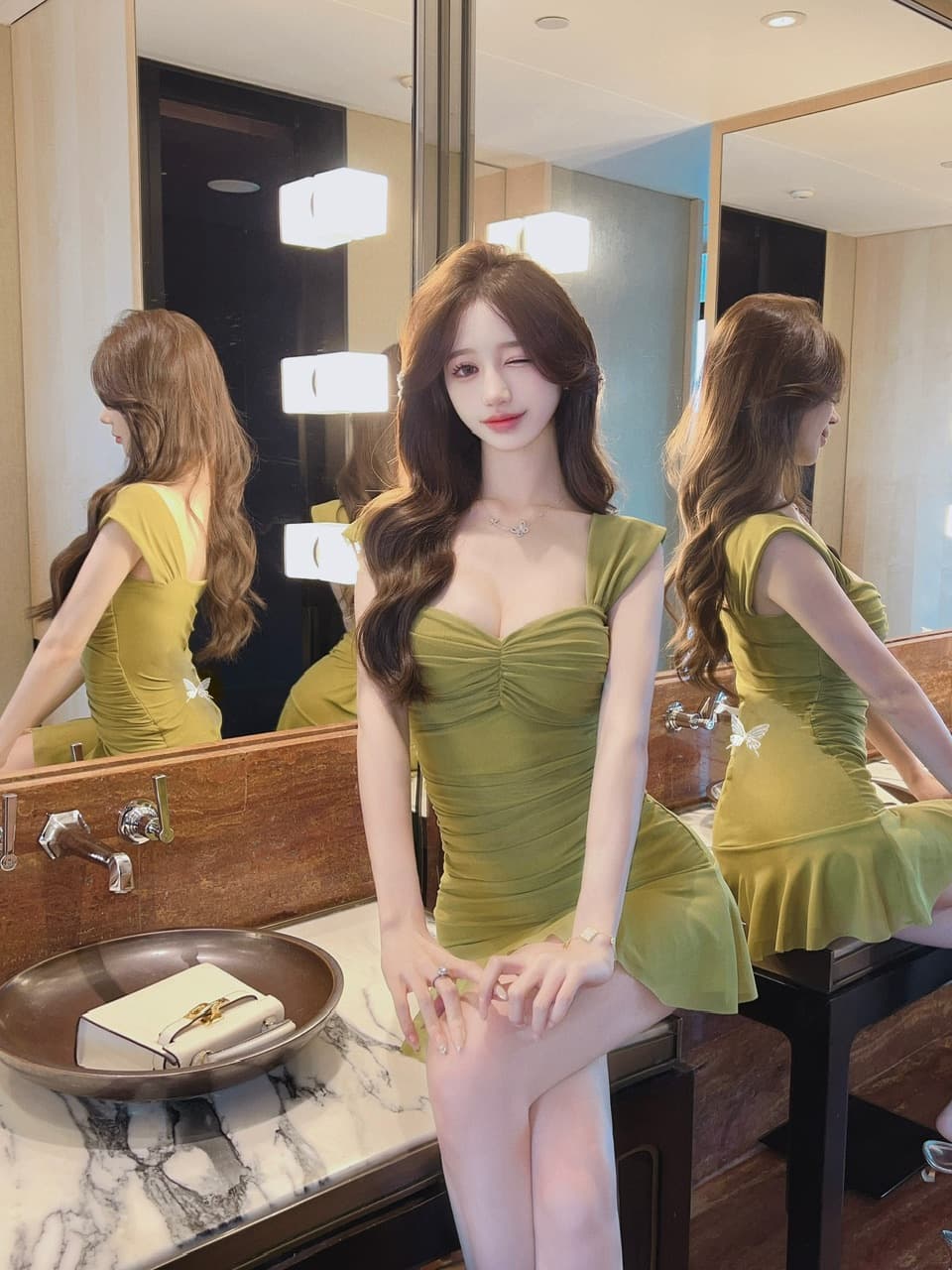 실사 프랑스식 광장 칼라 주름 여성 드레스 몸매 가꾸기 슬림해 보이는 프릴 미니 스커트 품격 명문 여성 타이트 스커트 상세 이미지 3