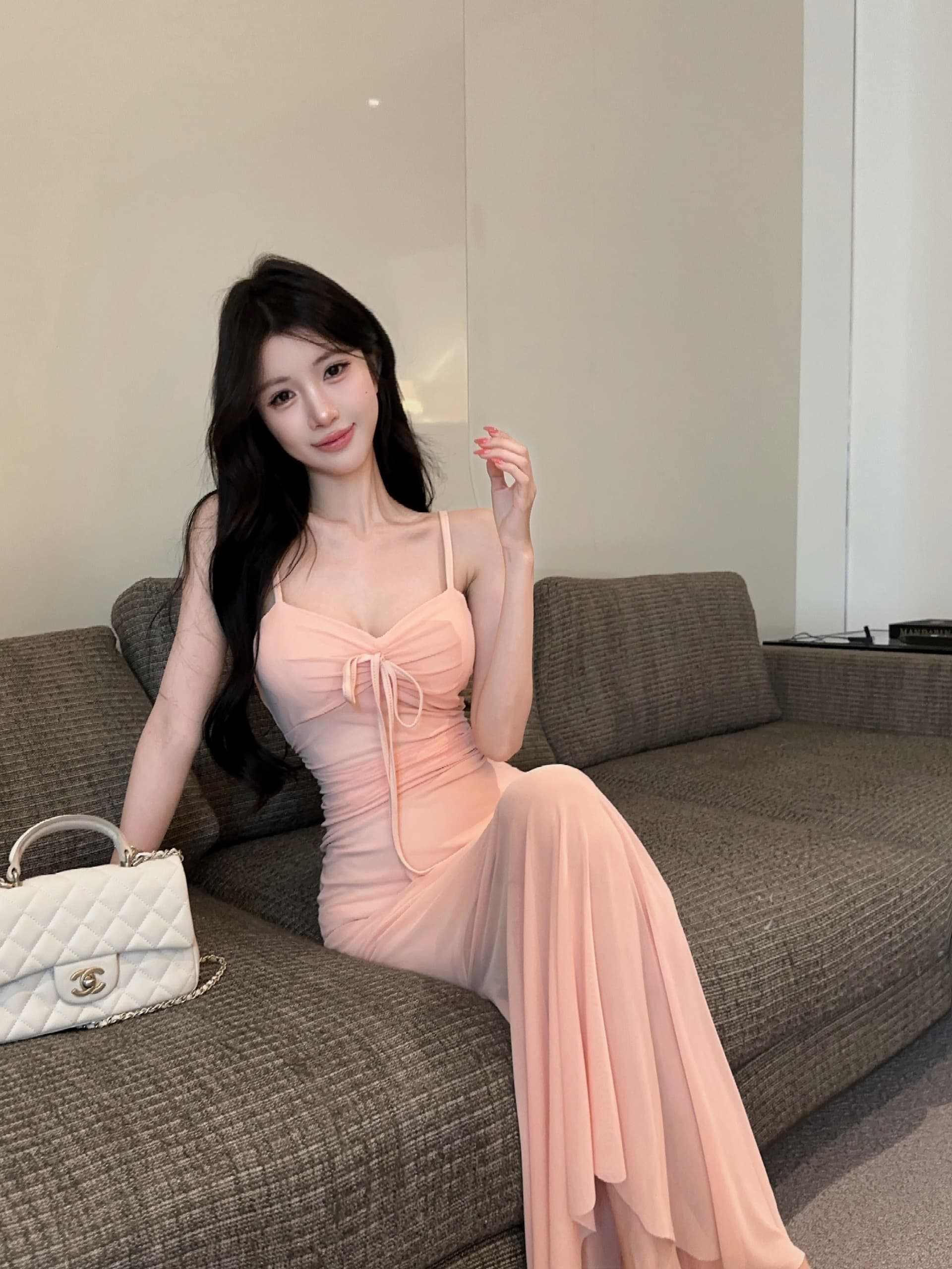 실사 순수한 욕망 바람 슬립 여성 드레스 망사 펌프 로프 허리 수축 몸매 가꾸기 슬림해 보이는 핫걸 타이트 스커트 인어 꼬리 롱 스커트 상세 이미지 15