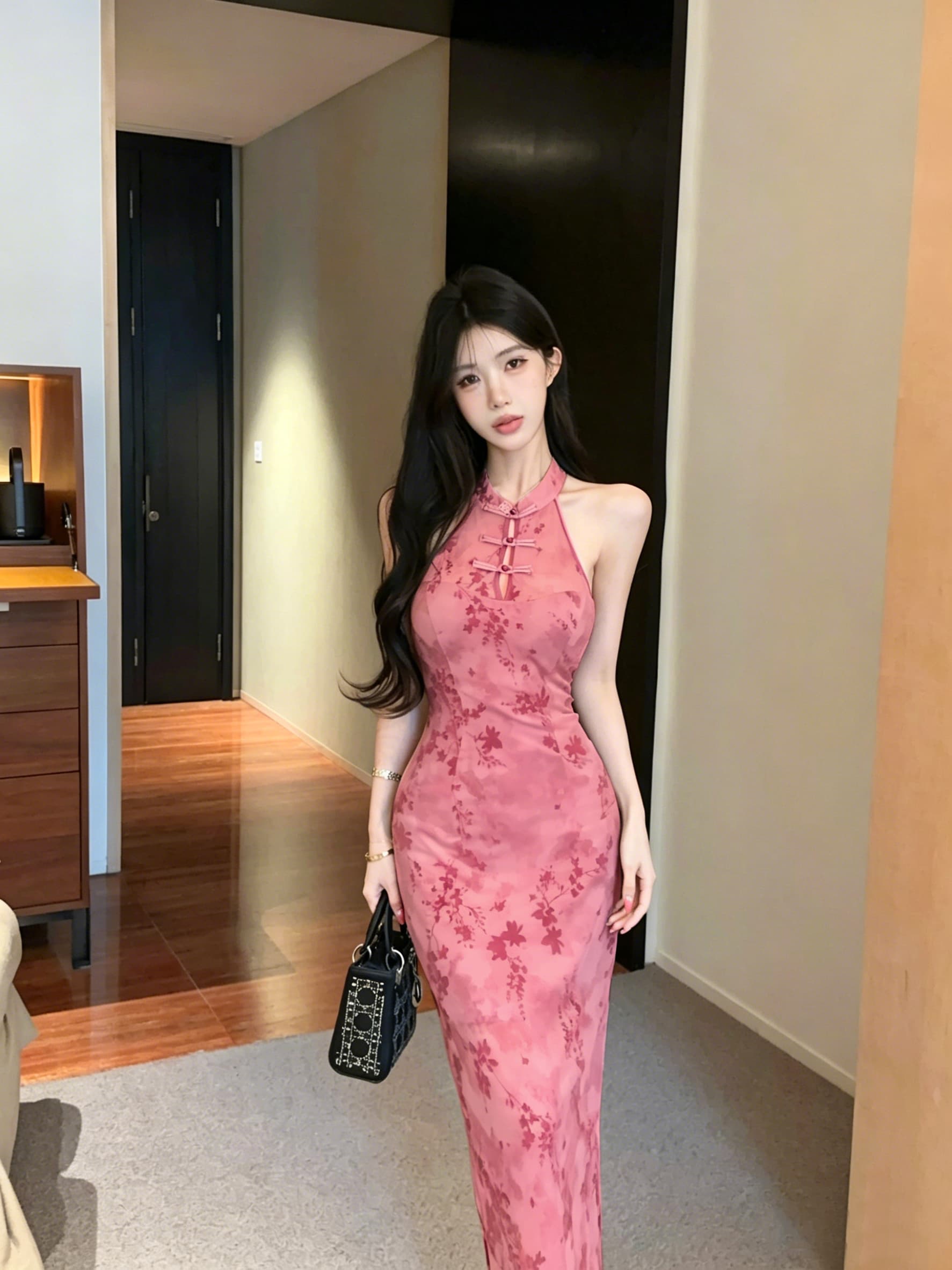 실사 새로운 중식 보라색 개선 치파오 여성 드레스 여름 고급 센스 섹시함 순수한 욕망 행침 목 타이트 스커트 롱 스커트 상세 이미지 11