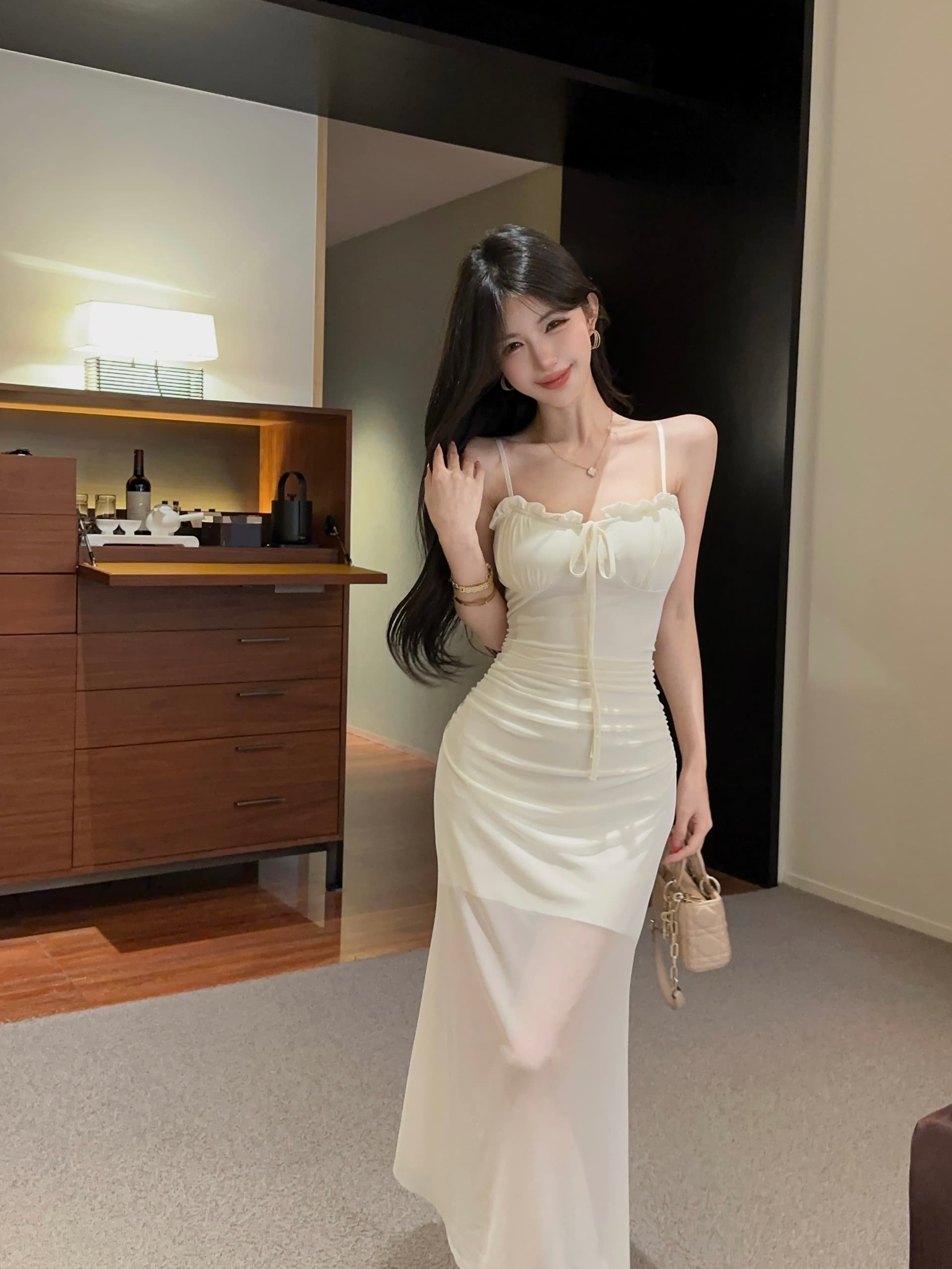 실사 인터넷 유명인 여성 앵커 순수한 욕망 바람 슬립 롱 스커트 이중층 망사 인어 꼬리 표지 고기 몸매 가꾸기 데이트 드레스 상세 이미지 12