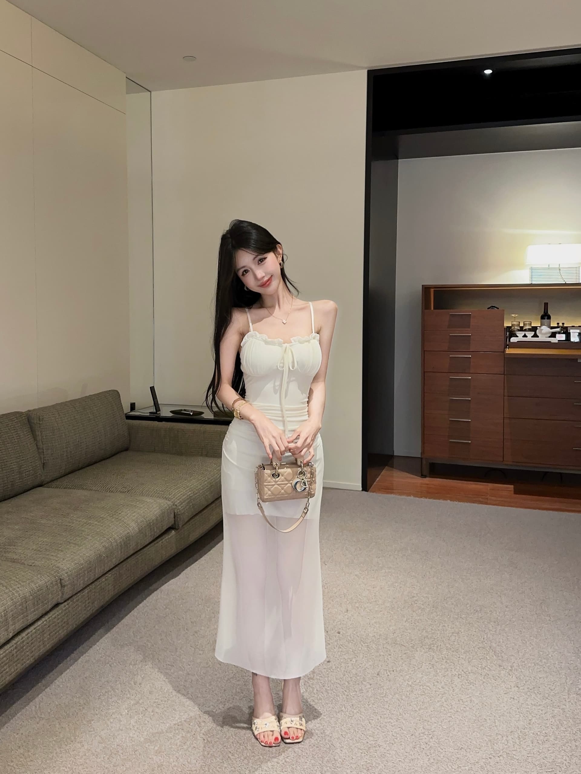 실사 인터넷 유명인 여성 앵커 순수한 욕망 바람 슬립 롱 스커트 이중층 망사 인어 꼬리 표지 고기 몸매 가꾸기 데이트 드레스 상세 이미지 18