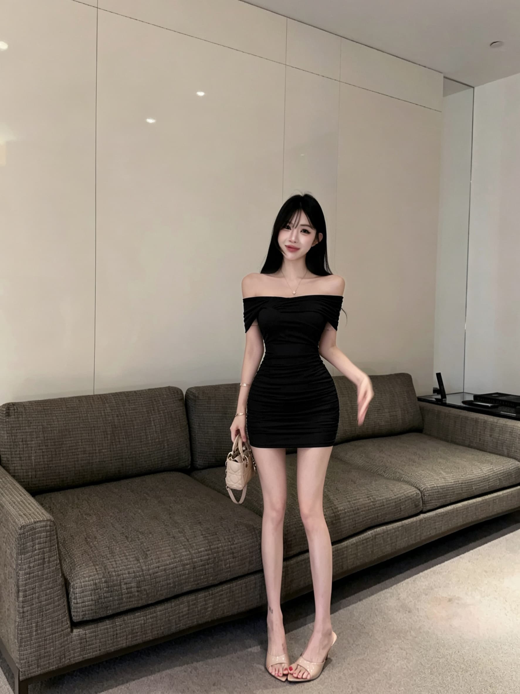 실사 오프숄더 십자가 주름 타이트 스커트 미니 스커트 순수한 욕망 몸매 가꾸기 디스플레이 몸 타이트 핫걸 쇼트 스타일 드레스 상세 이미지 10