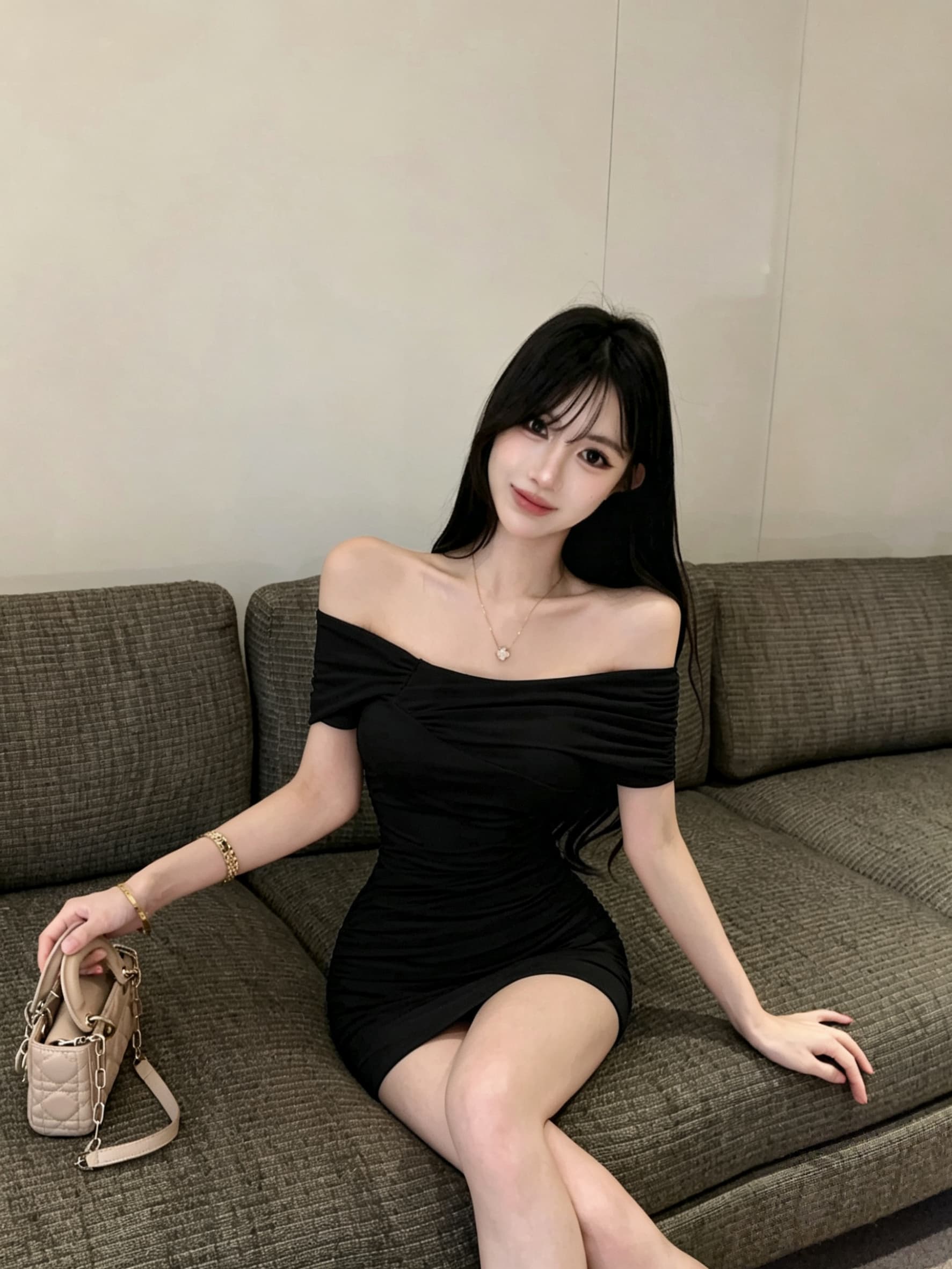 실사 오프숄더 십자가 주름 타이트 스커트 미니 스커트 순수한 욕망 몸매 가꾸기 디스플레이 몸 타이트 핫걸 쇼트 스타일 드레스 상세 이미지 11