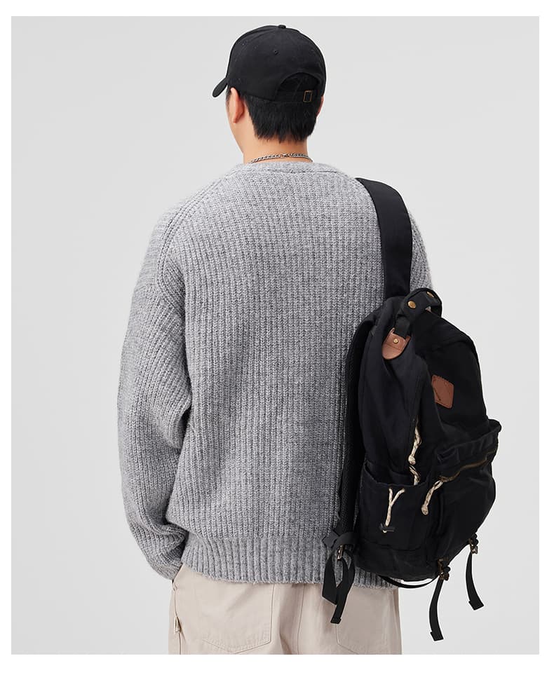 실사 가을 겨울 새로운 조수 브랜드 V넥 오픈 가디건 스웨터 남성 루즈핏 다용도 오래된 돈 바람 미니멀리즘 두꺼운 니트 스웨터 상세 이미지 17