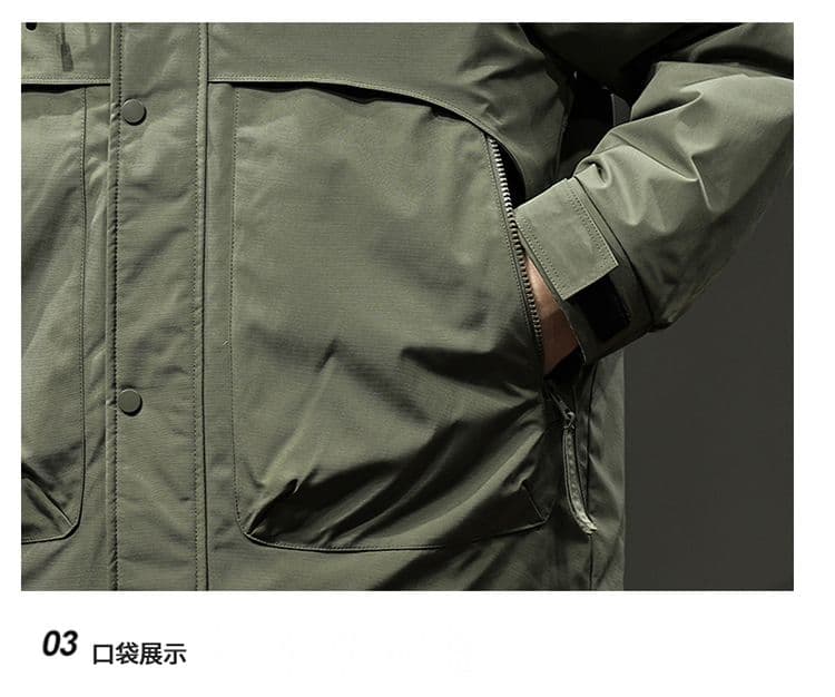 새로운 국가 표준 90 플러시 후드 다운 외투 남자 루즈핏 보온 감기 예방 익스트림 제인 항구 바람 상세 이미지 17