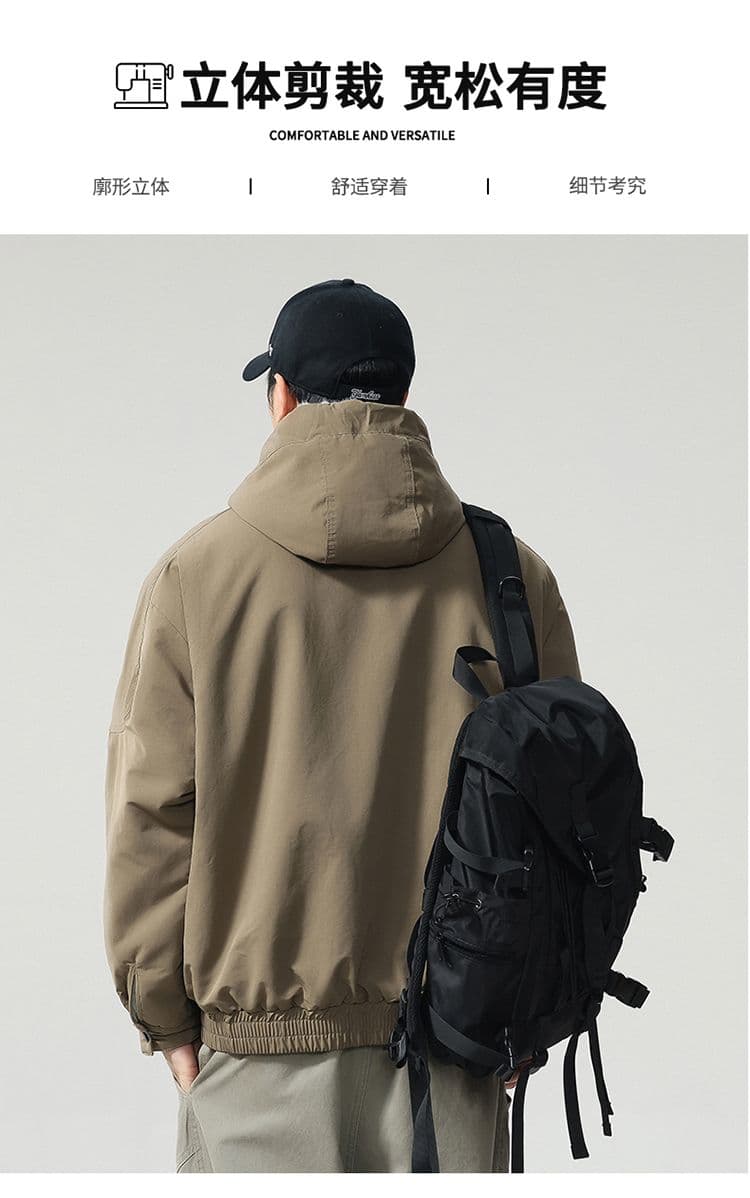 겨울 양면 착용 좌 산 조각 면 의류 남자 조수 브랜드 루즈핏 다용도 털이 있고 두꺼운 빅 사이즈 옷 재킷 상세 이미지 2