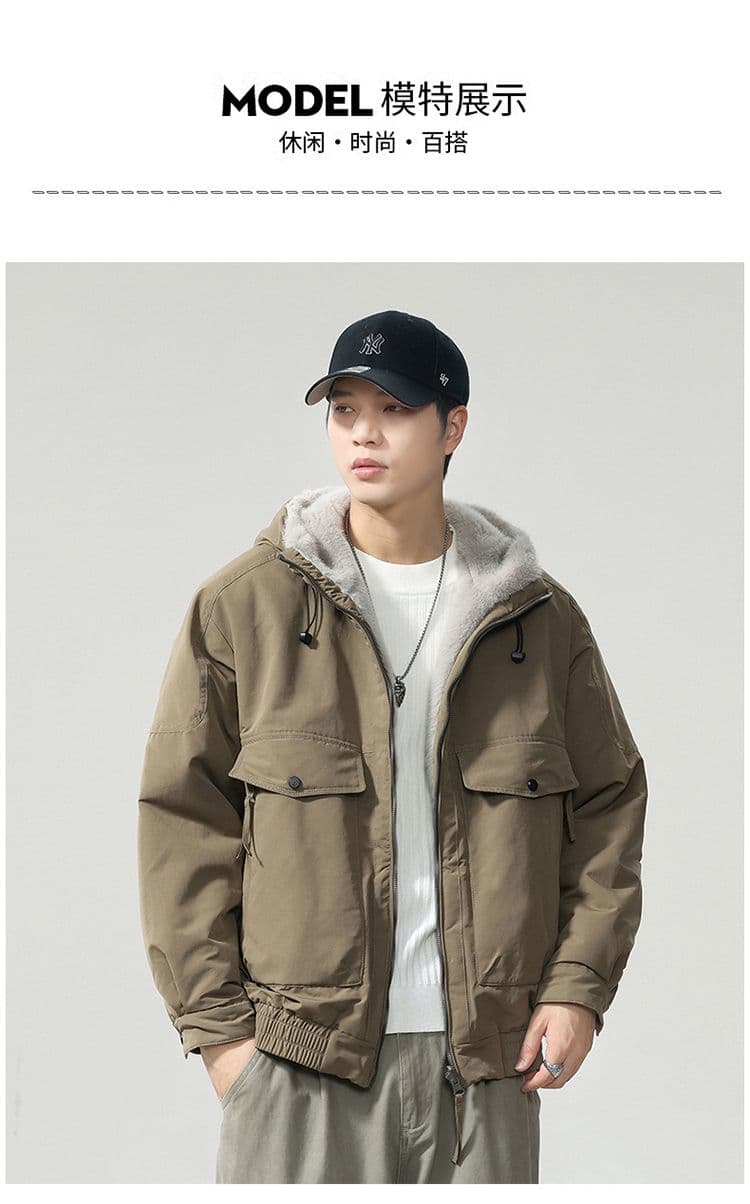 겨울 양면 착용 좌 산 조각 면 의류 남자 조수 브랜드 루즈핏 다용도 털이 있고 두꺼운 빅 사이즈 옷 재킷 상세 이미지 7