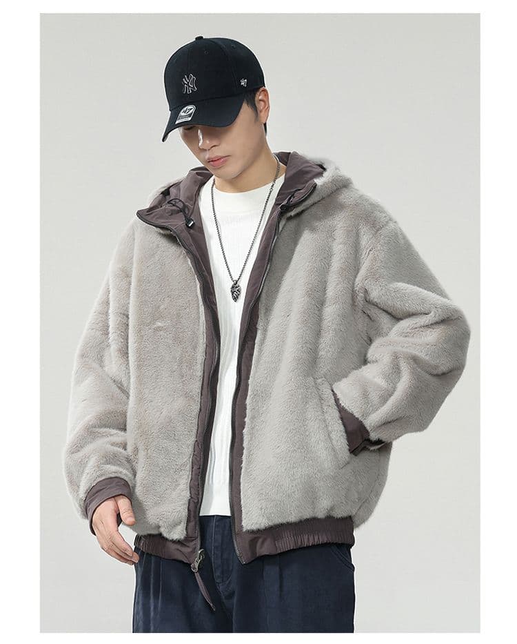 겨울 양면 착용 좌 산 조각 면 의류 남자 조수 브랜드 루즈핏 다용도 털이 있고 두꺼운 빅 사이즈 옷 재킷 상세 이미지 12