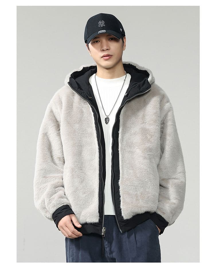 겨울 양면 착용 좌 산 조각 면 의류 남자 조수 브랜드 루즈핏 다용도 털이 있고 두꺼운 빅 사이즈 옷 재킷 상세 이미지 16